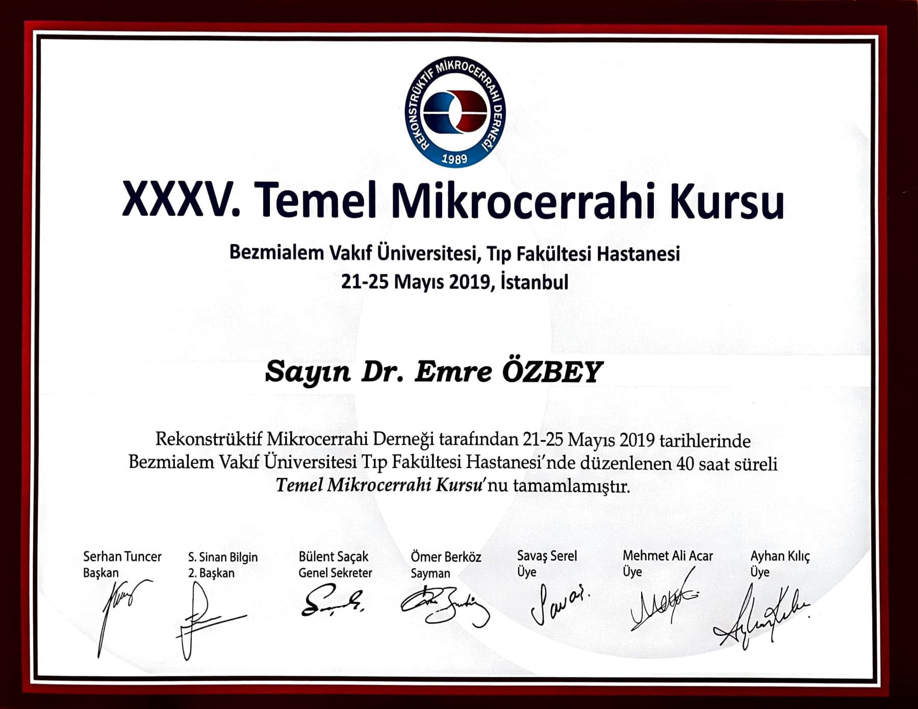 XXXV. Temel Mikrocerrahi Kursu