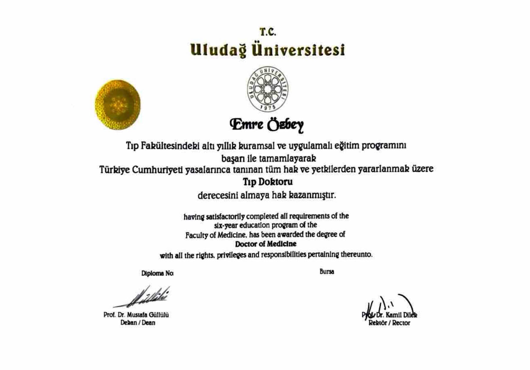 Tıp Doktorluğu Diploması