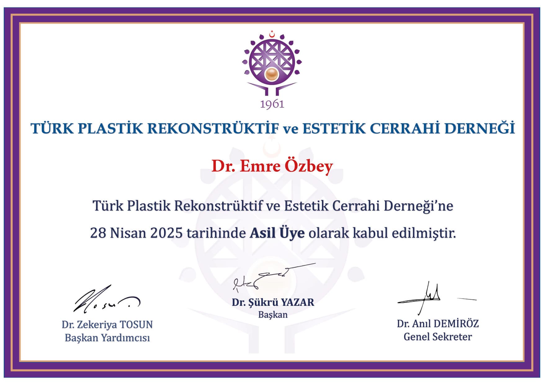 Asil Üyelik Belgesi